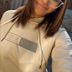 Self Made custom hooded sweater sweatshirt tan reflective hoodie unisex pink